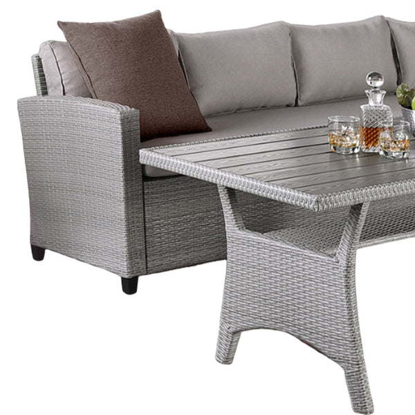 Maria 3 Piece Outdoor Patio Dining Set, L Sectional Sofa with Table, Black  - BM319855