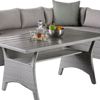 Maria 3 Piece Outdoor Patio Dining Set, L Sectional Sofa with Table, Black  - BM319855