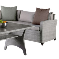 Maria 3 Piece Outdoor Patio Dining Set, L Sectional Sofa with Table, Black  - BM319855