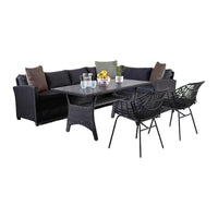 Maria 5pc Outdoor Patio Dining Set, Sectional Sofa, Table, 2 Chairs, Black - BM319856