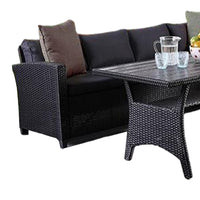 Maria 5pc Outdoor Patio Dining Set, Sectional Sofa, Table, 2 Chairs, Black - BM319856