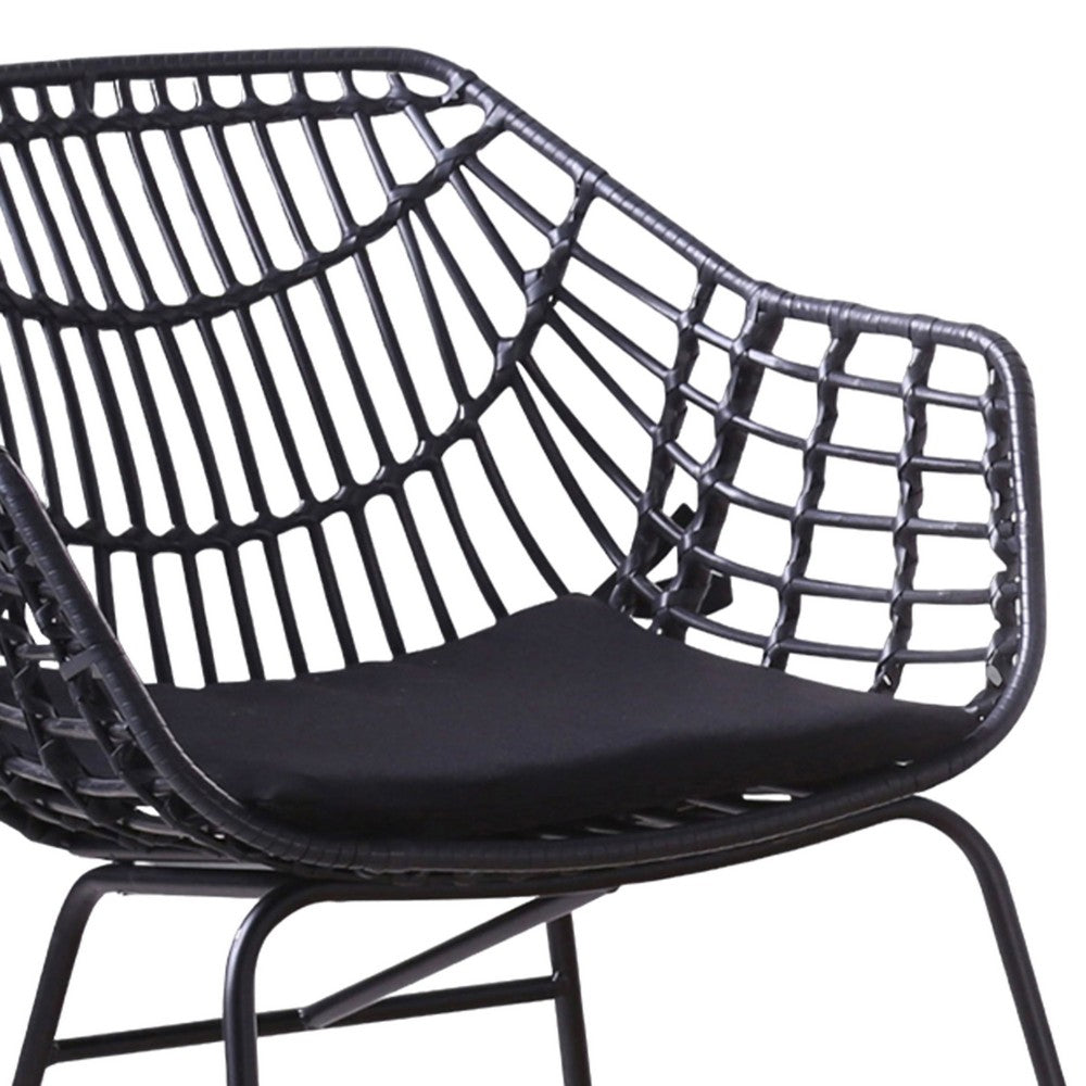 Niya Patio Chair Set of 2, Polyester, Black Steel, Outdoor Rattan Wicker - BM319857
