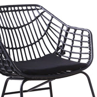 Niya Patio Chair Set of 2, Polyester, Black Steel, Outdoor Rattan Wicker - BM319857