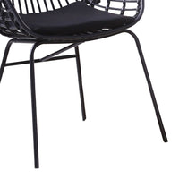 Niya Patio Chair Set of 2, Polyester, Black Steel, Outdoor Rattan Wicker - BM319857
