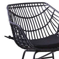 Niya Patio Chair Set of 2, Polyester, Black Steel, Outdoor Rattan Wicker - BM319857