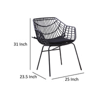 Niya Patio Chair Set of 2, Polyester, Black Steel, Outdoor Rattan Wicker - BM319857
