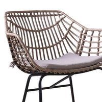 Niya Patio Chair Set of 2, Black Steel, Gray, Brown Outdoor Rattan Wicker - BM319858