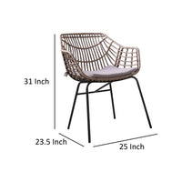 Niya Patio Chair Set of 2, Black Steel, Gray, Brown Outdoor Rattan Wicker - BM319858