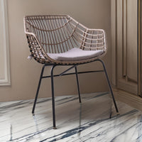 Niya Patio Chair Set of 2, Black Steel, Gray, Brown Outdoor Rattan Wicker - BM319858