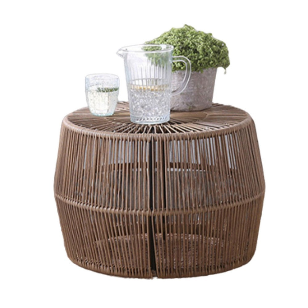 Zyan 3pc Outdoor Set, 2 Accent Chairs with Table, Black Steel, Brown Rattan - BM319859