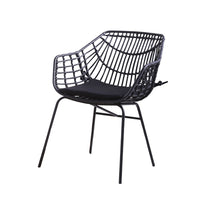 Zyan 3pc Outdoor Set, 2 Accent Chairs with Table, Black Steel, Brown Rattan - BM319859