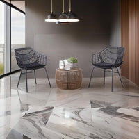 Zyan 3pc Outdoor Set, 2 Accent Chairs with Table, Black Steel, Brown Rattan - BM319859