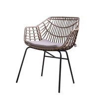 Zyan 3pc Outdoor Set, 2 Accent Chairs with Table, Black Steel, Gray, Rattan - BM319860