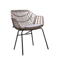 Zyan 3pc Outdoor Set, 2 Accent Chairs with Table, Black Steel, Gray, Rattan - BM319860