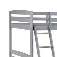 Hina Twin Bunk Bed, Angled Ladder, Sturdy Slat Design, Gray Solid Wood - BM319861