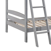 Hina Twin Bunk Bed, Angled Ladder, Sturdy Slat Design, Gray Solid Wood - BM319861
