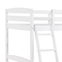 Hina Twin Bunk Bed, Angled Ladder, Sturdy Slat Design, White Solid Wood - BM319862
