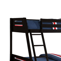 Emily Twin Over Full Bunk Bed with Ladder, 2 Drawers, Black Solid Wood - BM319863
