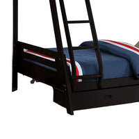 Emily Twin Over Full Bunk Bed with Ladder, 2 Drawers, Black Solid Wood - BM319863