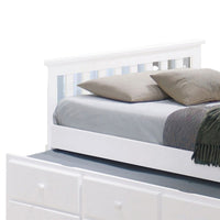 Clen Twin Captain Bed, Trundle with 3 Drawer Storage, White Solid Hardwood  - BM319867