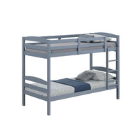 Sifa Twin Bunk Bed, Convenient Ladder, Arch Slat Design, Gray Solid Wood - BM319870