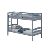 Sifa Twin Bunk Bed, Convenient Ladder, Arch Slat Design, Gray Solid Wood - BM319870