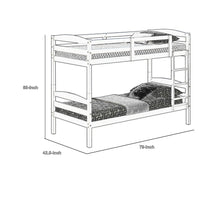 Sifa Twin Bunk Bed, Convenient Ladder, Arch Slat Design, Gray Solid Wood - BM319870