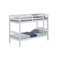 Sifa Twin Bunk Bed, Convenient Ladder, Arch Slat Design, White Solid Wood - BM319871