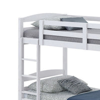 Sifa Twin Bunk Bed, Convenient Ladder, Arch Slat Design, White Solid Wood - BM319871
