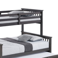 Veran Twin Over Full Bunk Bed, Trundle and 3 Drawers, Dark Gray Solid Wood - BM319873