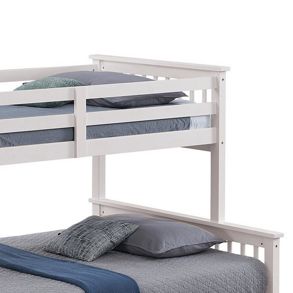 Veran Twin Over Full Bunk Bed, Trundle and 3 Drawers, White Solid Wood - BM319874