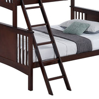 Ricky Twin Over Full Bunk Bed, Angled Ladder, Dark Brown Solid Hardwood - BM319875