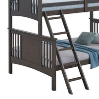 Ricky Twin Over Full Bunk Bed, Angled Ladder, Stain Gray Solid Hardwood - BM319876