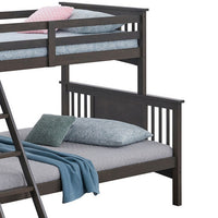Ricky Twin Over Full Bunk Bed, Angled Ladder, Stain Gray Solid Hardwood - BM319876