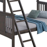 Ricky Twin Over Full Bunk Bed, Angled Ladder, Stain Gray Solid Hardwood - BM319876