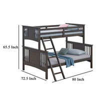 Ricky Twin Over Full Bunk Bed, Angled Ladder, Stain Gray Solid Hardwood - BM319876