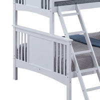 Ricky Twin Over Full Bunk Bed, Angled Ladder, Classic White Solid Hardwood - BM319877