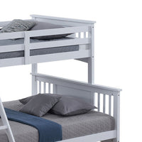 Ricky Twin Over Full Bunk Bed, Angled Ladder, Classic White Solid Hardwood - BM319877