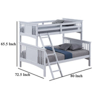 Ricky Twin Over Full Bunk Bed, Angled Ladder, Classic White Solid Hardwood - BM319877