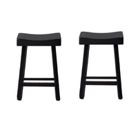 Bianca Counter Stool Set of 2, Saddle Seat, Farmhouses Black Solid Wood - BM319878