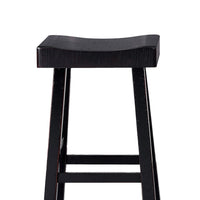 Bianca Barstool Set of 2, Saddle Seat, Farmhouses Style Black Solid Wood - BM319879