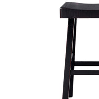 Bianca Barstool Set of 2, Saddle Seat, Farmhouses Style Black Solid Wood - BM319879