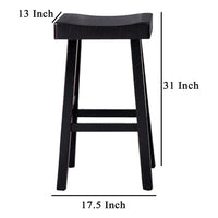 Bianca Barstool Set of 2, Saddle Seat, Farmhouses Style Black Solid Wood - BM319879