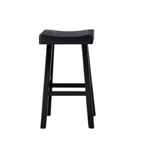Bianca Barstool Set of 2, Saddle Seat, Farmhouses Style Black Solid Wood - BM319879