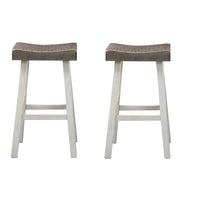 Bianca Counter Stool Set of 2, Dark Gray Saddle Seat, White Solid Wood - BM319882