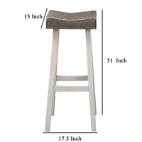 Bianca Barstool Set of 2, Dark Gray Saddle Seat, White Solid Wood - BM319883
