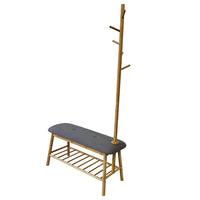 Osava Coat Rack Hall Tree with Bench, Shoe Storage, Gray Polyester, 65 Inch - BM319885