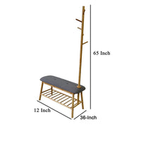Osava Coat Rack Hall Tree with Bench, Shoe Storage, Gray Polyester, 65 Inch - BM319885