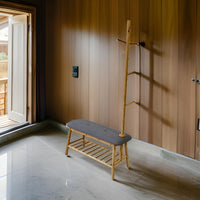 Osava Coat Rack Hall Tree with Bench, Shoe Storage, Gray Polyester, 65 Inch - BM319885