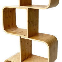 Tima Accent Bookshelf, 52 Inch Tall Storage, Walnut Brown Bamboo Frame - BM319886